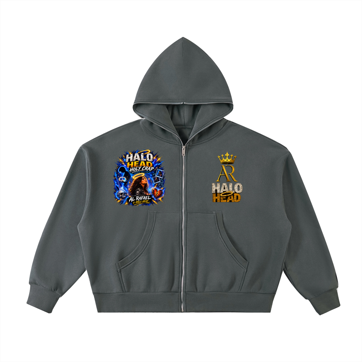 Halo Head: Holy Crap Fleeced Full-Zip Boxy Hoodie