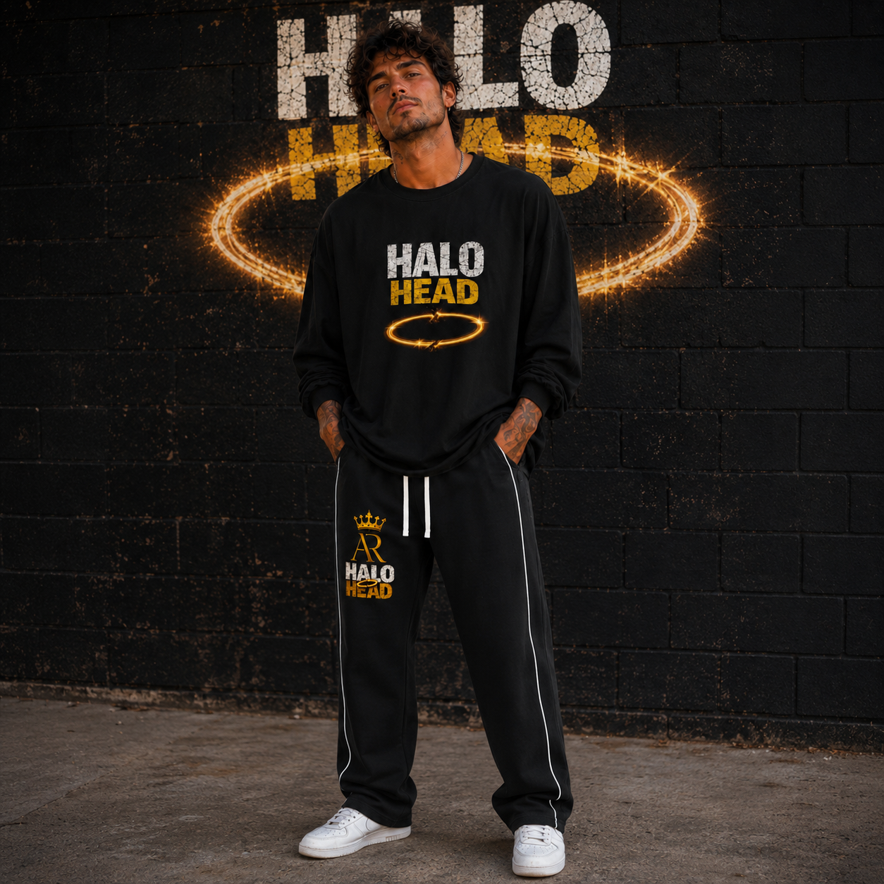 ‎AR HALO HEAD Men's Piping Straight Leg Sweatpants
