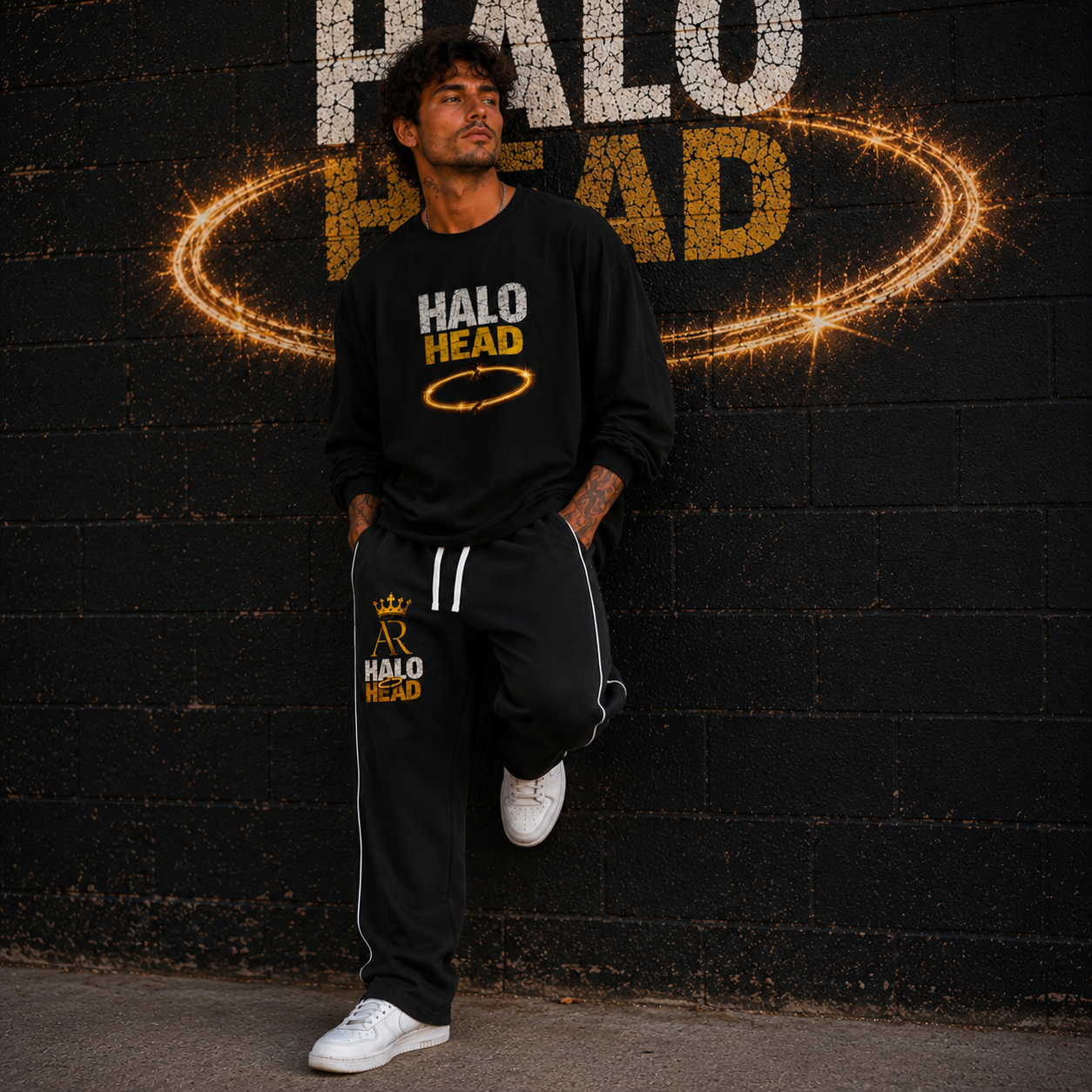 ‎AR HALO HEAD Men's Piping Straight Leg Sweatpants